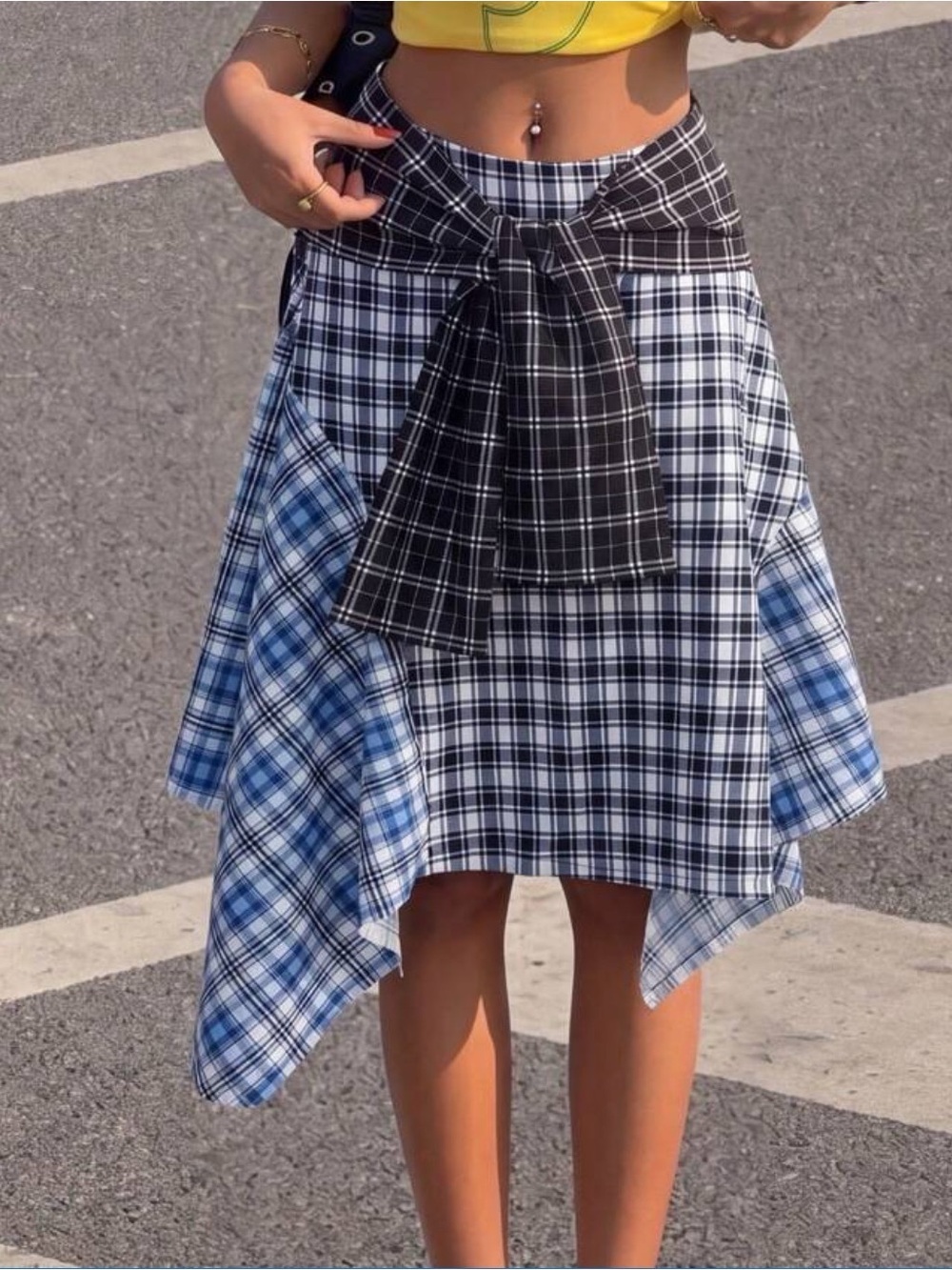 Irregular color block splice skirt , street wear, skater wear